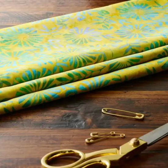 Feldman Premium Indonesia Batik Blue & Green Daisy Fabric {3}