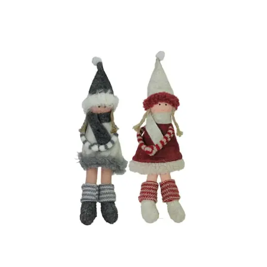 4ct. 12"Plush Girl Doll with Scarf Ornaments {6}