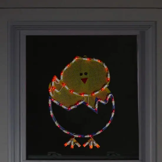 17" Yellow Lighted Hatching Baby Chick in Egg Easter Window Silhouette {4}