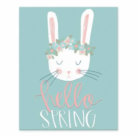 Hello Spring Bunny Tabletop Canvas Art {1}