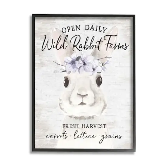Stupell Industries Wild Rabbit Farms Weathered Floral Crown Sign Framed Giclee Art Black {1}