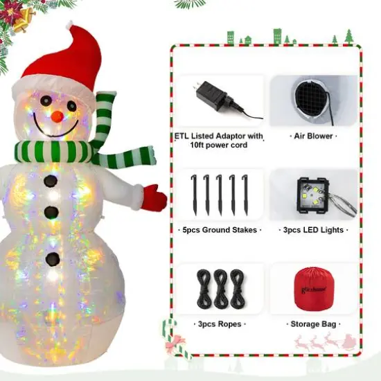 Glitzhome&reg; 8ft. LED Lighted Icy Snowman Inflatable D&eacute;cor {7}