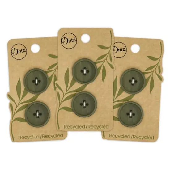 Dritz&reg; 23mm Recycled Paper Round Button, 6ct. Dark olive {9}