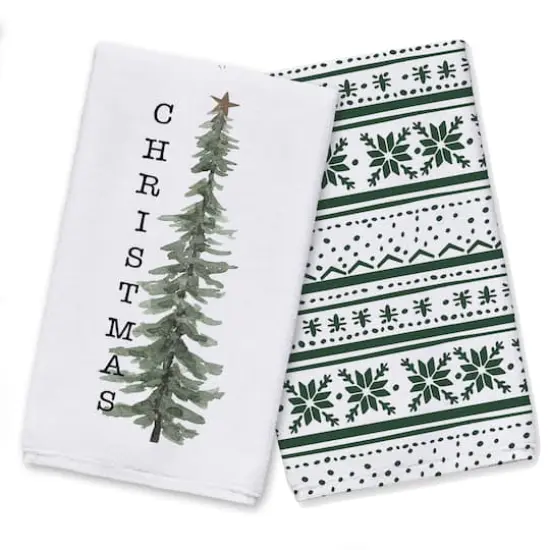 Watercolor Christmas Tree Tea Towel Set {1}
