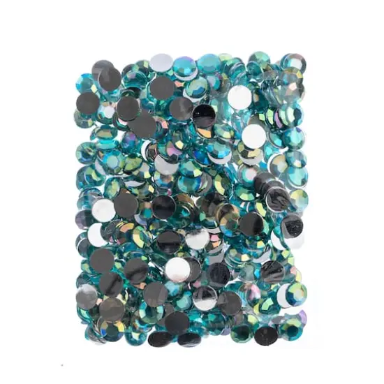 John Bead 12mm Acrylic Round Flat Back Rhinestones, 400ct. Aqua AB {4}