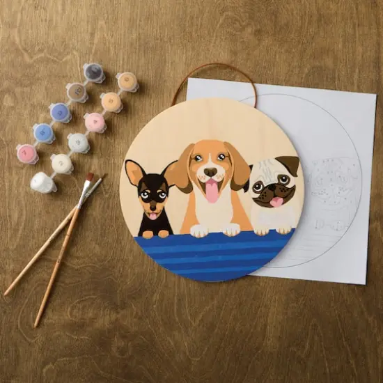 Dogs Paint-by-Number Round Plywood Surface Kit by Artist's Loft&reg; {1}