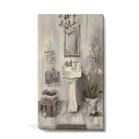Designart - French Bathroom Vintage II - Traditional Bathroom Gallery-wrapped Canvas {1}