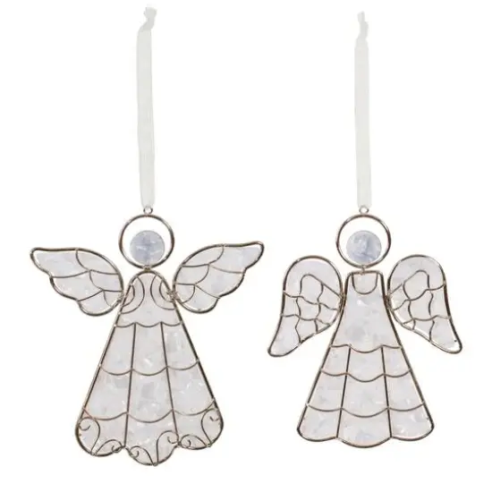 5" Metal Framed Angel Ornament Set {3}