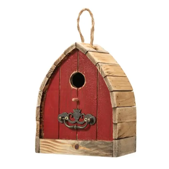 Glitzhome&reg; 8.5" Washed Red Distressed Wood Birdhouse {1}
