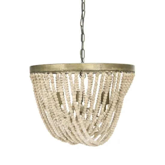 Hello Honey&reg; White Metal Chandelier with Draped Wood Beads {1}