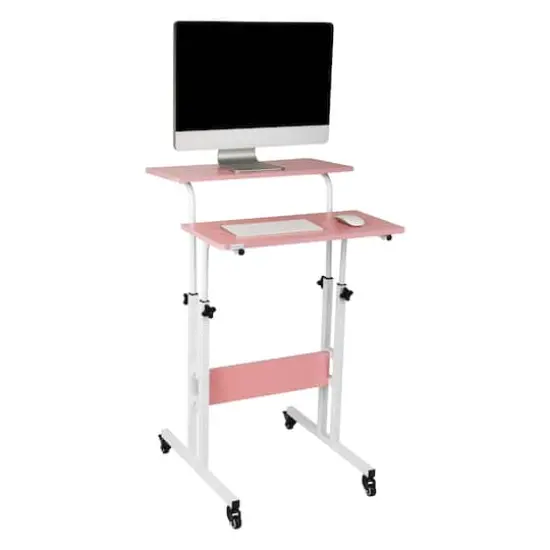 Mind Reader Portable Standing Adjustable Height Rolling Computer Desk {7}