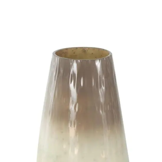 12.25" Brown Glass Ombre Vase with Spotted Concaved Details & Speckled Accents {5}