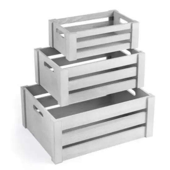 NEX&trade; Distressed Wood Storage Containers Display Risers Set Dark Gray {1}