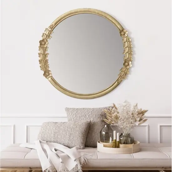 Habitat Pippet 27.5" Gold Floral Framed Mirror {3}