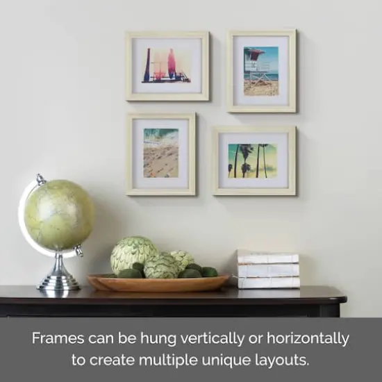 Melannco 4 Pack White Woodgrain 5" x 7" Wall Frames with Mat {3}