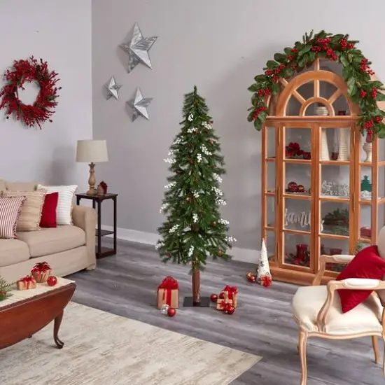 6ft. Pre-Lit Alpine Artificial Christmas Tree, Warm White LED Lights {11}