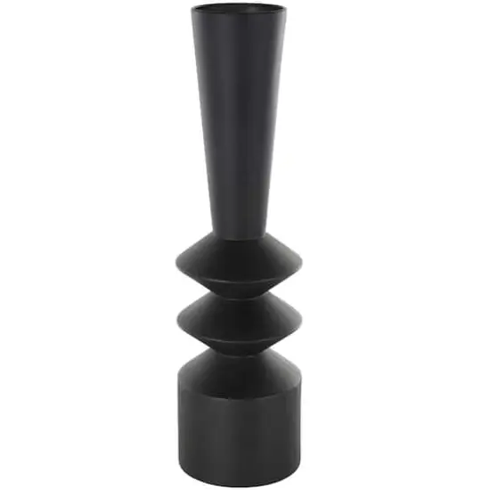 22" Black Metal Art Deco Style Fluted Vase {1}