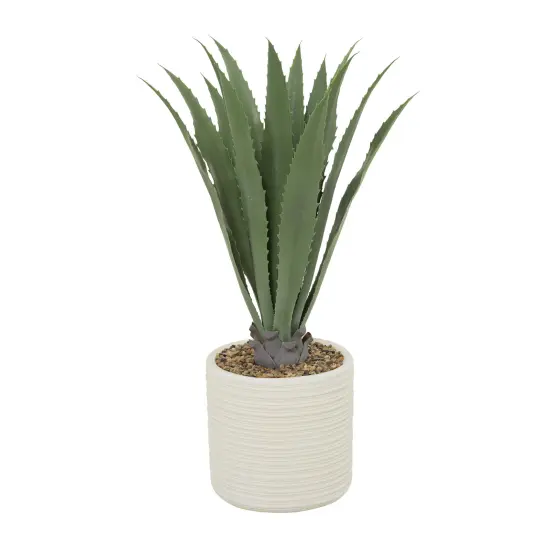3.5ft. Potted White Plastic Contemporary Aloe Vera Artificial Foliage {1}