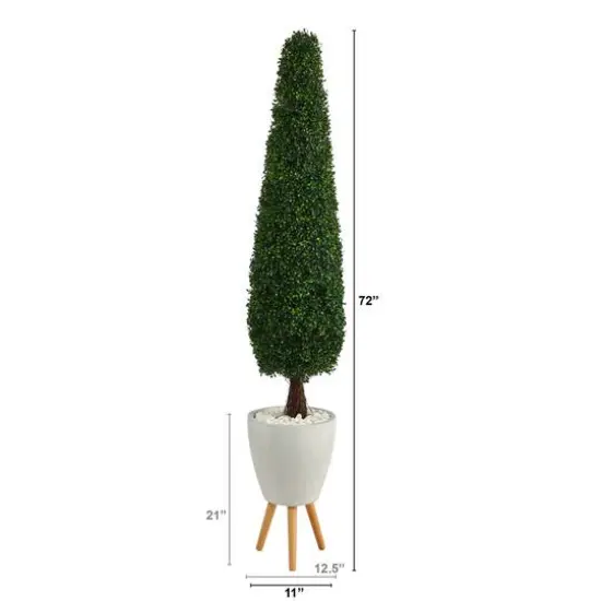 6ft. Boxwood Topiary in White Planter with Stand {3}