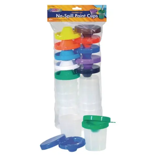 Creativity Street&reg; No-Spill Round Paint Cups with Colored Lids, 2 Packs of 10 {3}