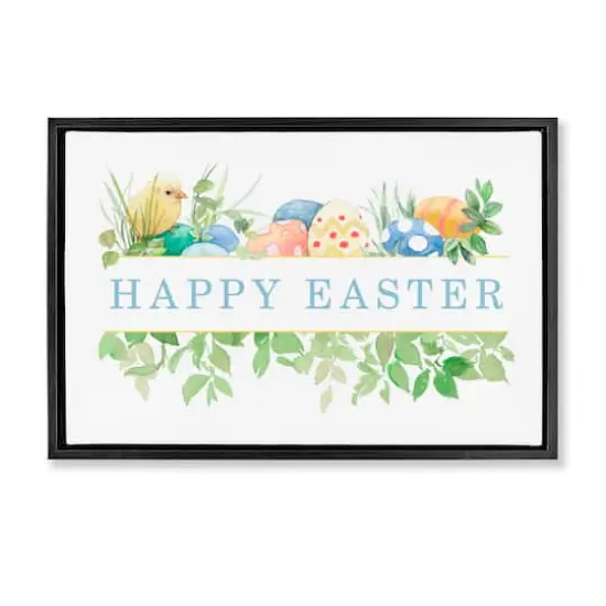 Stupell Industries Floral Happy Easter Floater Framed Art Black {1}