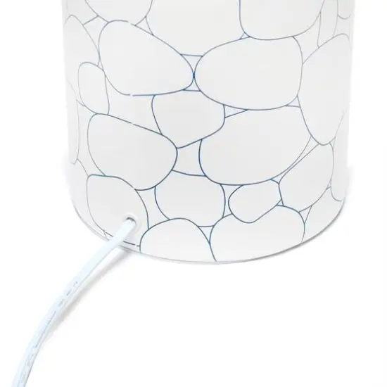 Simple Designs 18.5" Fresh Prints Table Lamp White and Blue Stone {8}