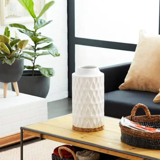 16" White Porcelain Contemporary Vase {6}