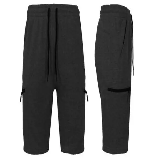 Galaxy by Harvic Men's Cargo Jogger Lounge Shorts Charcoal {1}