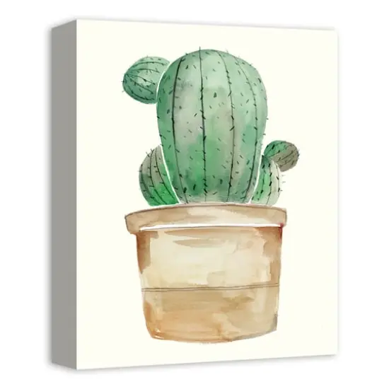 Little Potted Cactus 11" x 14" Canvas Wall Art {3}