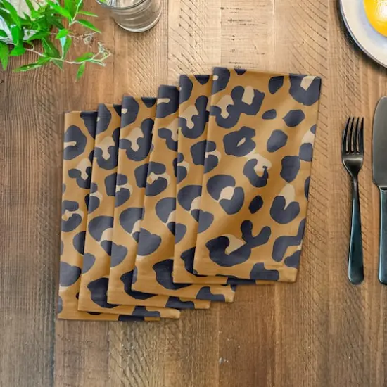 Leopard Cotton Twill Napkin Gold {4}