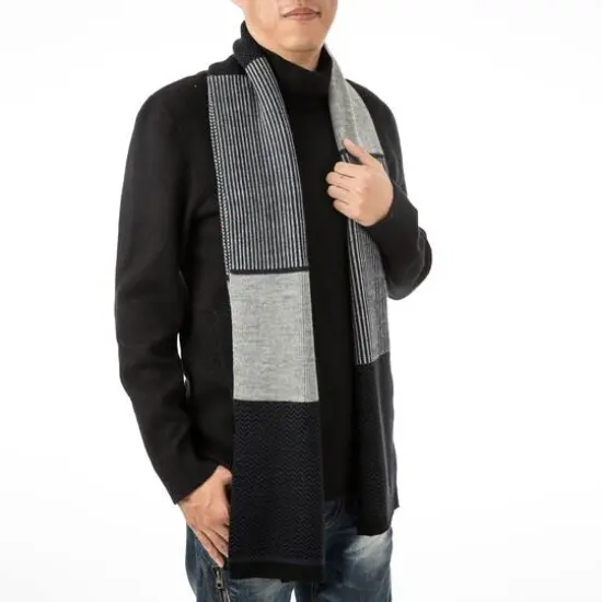 Glitzhome&reg; 70" Men's Black, White & Gray Scarf {3}