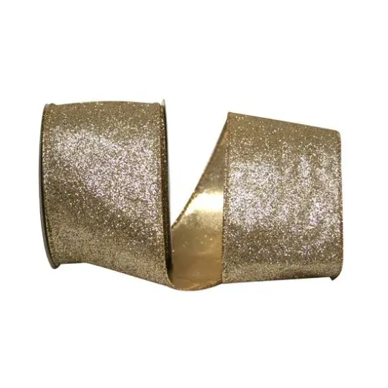 JAM Paper 2.5" x 10yd. Glitter Lamé Wired Ribbon Gold/Silver {1}