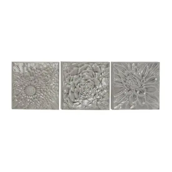 Gray Metal Floral Contemporary Wall D&eacute;cor Set {4}