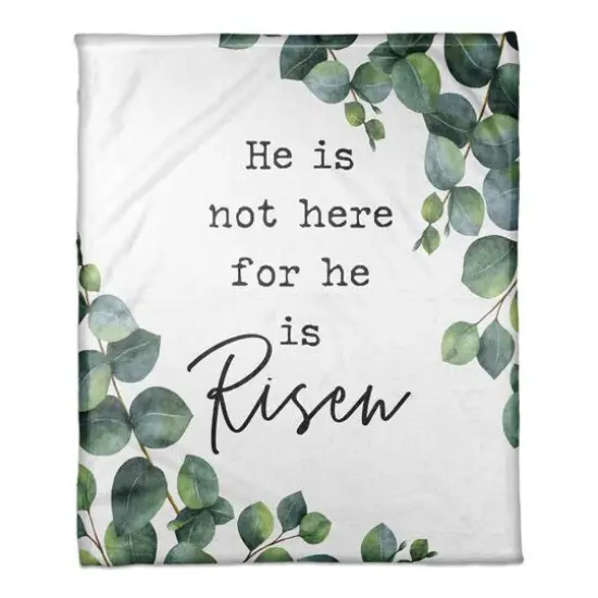 For He is Risen with Leaves Throw Blanket {1}