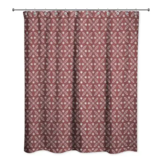 Starry Leaves Shower Curtain Maroon {3}