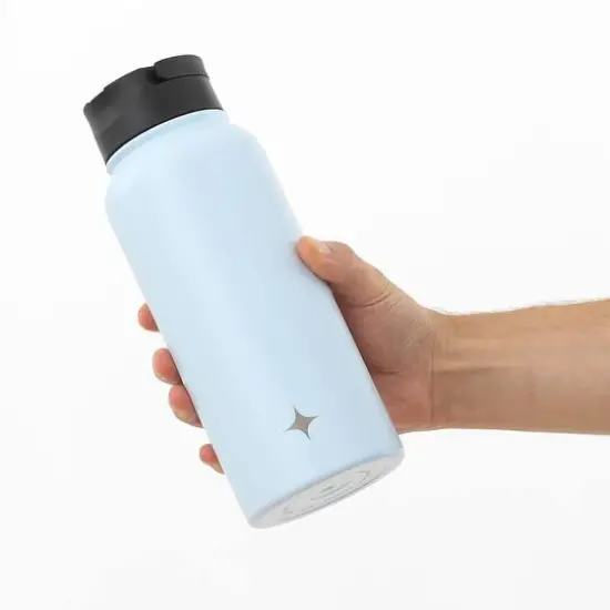 JoyJolt&reg; 32oz. Vacuum Insulated Water Bottle With Flip Lid & Sport Straw Lid Blue {8}