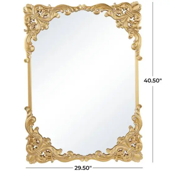 Gold Wood Carved Acanthus Floral Wall Mirror 30" x 2" x 41" {6}