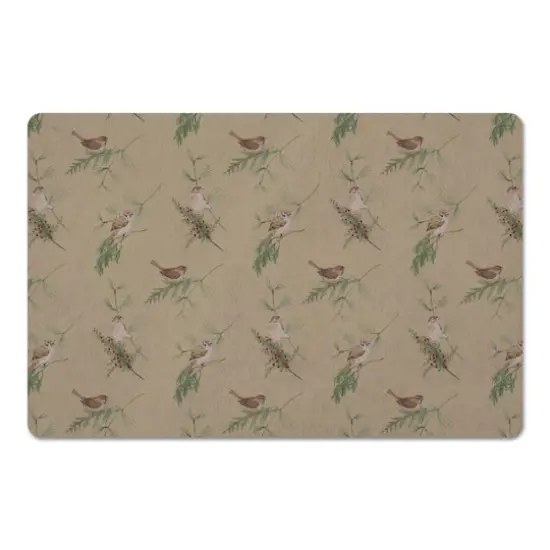 Pine & Birds on Brown Floor Mat {1}