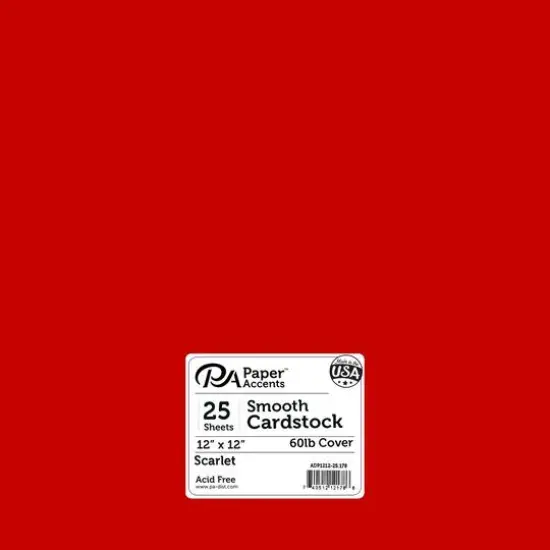 PA Paper&trade; Accents 12" x 12" 65lb. Smooth Cardstock, 25 Sheets Scarlet {1}