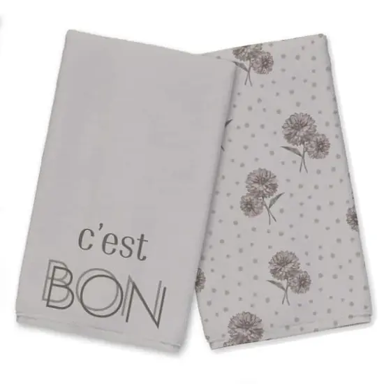 C'est Bon Tea Towel Set Gray {1}