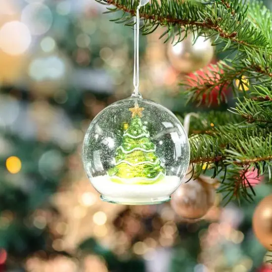 Green Mercury Glass Tree Globe Ornament {3}