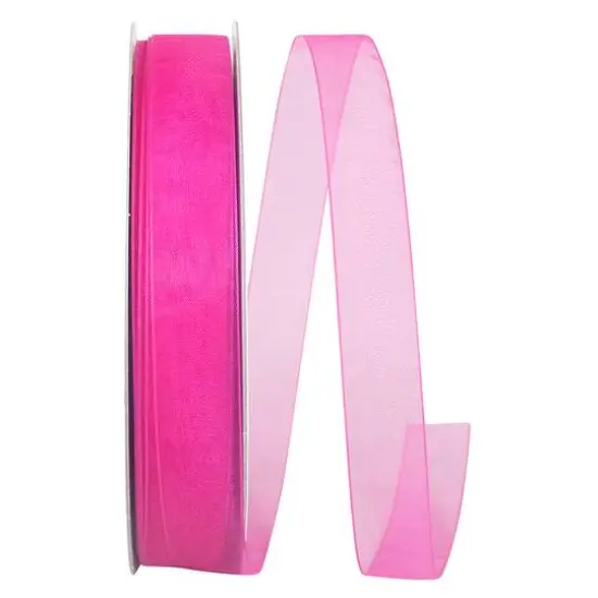 JAM Paper 7/8" x 100yd. Chiffon Mono Sheer Ribbon Fuchsia {1}