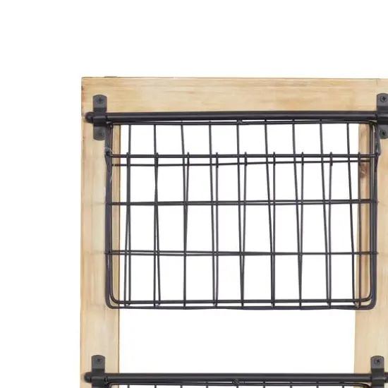 34" Black Metal Farmhouse Magazine Rack {6}