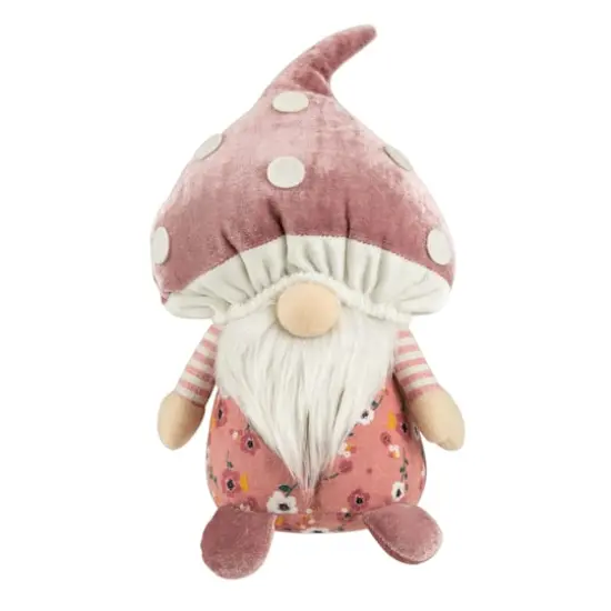 10.5" Pink Springtime Floral Mushroom Gnome {1}