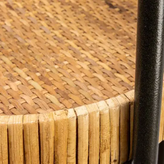 Hello Honey&reg; 3ft. Boho Arched Black Metal Plant Stand with Rattan Trays {6}