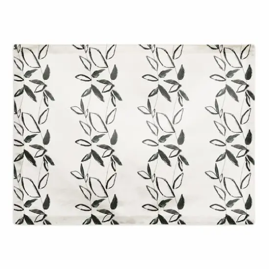 Black Leaf Stripes 18" x 14" Cotton Twill Placemat {1}