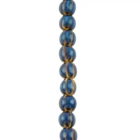 Blue Ceramic Round Melon Beads, 9mm by Bead Landing&trade; {1}