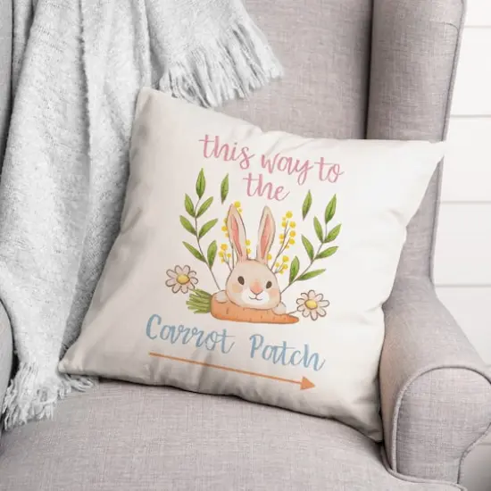 This Way To Carrot Patch 18" x 18" Throw Pillow {3}