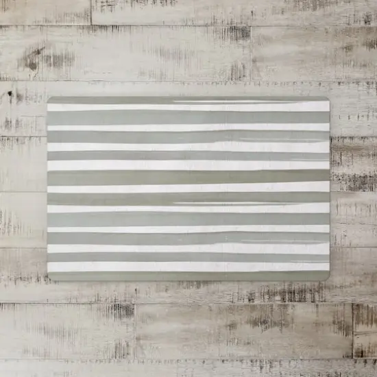 Watercolor Stripes Floor Mat Green/White {3}