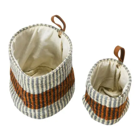 Hello Honey&reg; Rust Striped Woven Jute Basket with Liner Set {17}